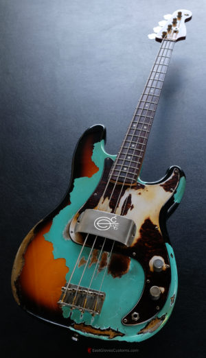 FENDER STANDARD PRICISION BASS SEAFOAM GREEN OVER SUNBURST HEAVY RELIC AGED (SOLD) - Image 2