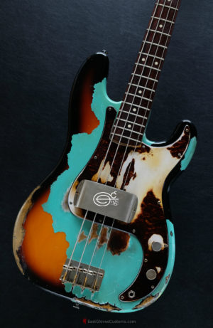 FENDER STANDARD PRICISION BASS SEAFOAM GREEN OVER SUNBURST HEAVY RELIC AGED (SOLD) - Image 4