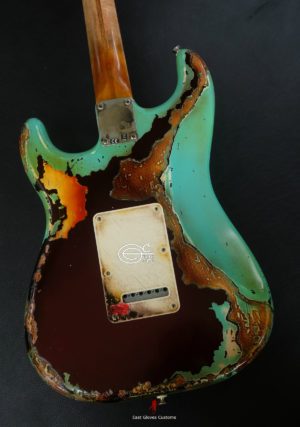 Fender Stratocaster Red Wine and Seafoam Blue Heavy Aged Relic by East Gloves Customs (SOLD) - Image 3