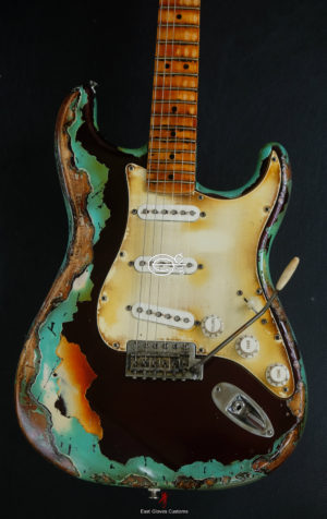 Fender Stratocaster Red Wine and Seafoam Blue Heavy Aged Relic by East Gloves Customs (SOLD) - Image 8