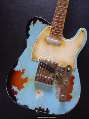 Fender Telecaster Daphne Blue on Sunburst Aged Relic (SOLD) - Image 4
