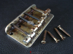 (#JP40) STANDARD FENDER JAZZ /PRECISION BASS CHROME BRIDGE DISTRESSED AGED RELIC (SOLD)