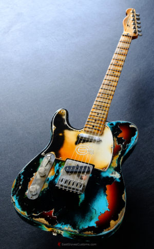 Fender Telecaster Heavy Relic Black/Blue over Sunburst [Left Handed] (SOLD) - Image 3