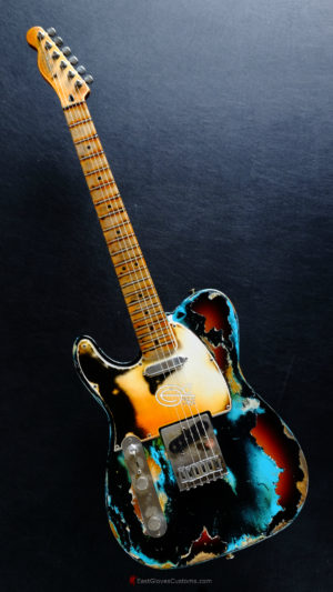 Fender Telecaster Heavy Relic Black/Blue over Sunburst [Left Handed] (SOLD) - Image 8