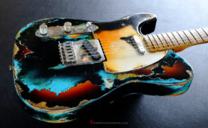 Fender Telecaster Heavy Relic Black/Blue over Sunburst [Left Handed] (SOLD) - Image 6