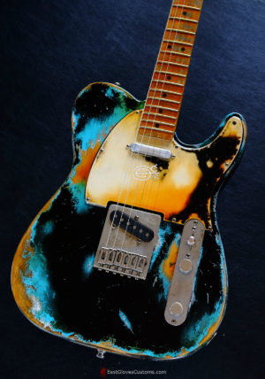 Fender Telecaster Black on Blue Inspired by Joe Strummer Heavy Relic (SOLD) - Image 4