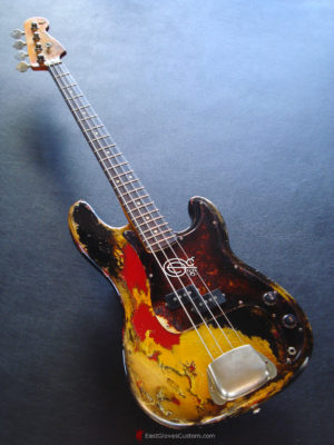 FENDER STANDARD PRICISION BASS YELLOW ON RED HEAVY RELIC AGED (SOLD) - Image 4