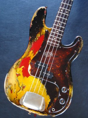 FENDER STANDARD PRICISION BASS YELLOW ON RED HEAVY RELIC AGED (SOLD) - Image 6