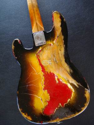 FENDER STANDARD PRICISION BASS YELLOW ON RED HEAVY RELIC AGED (SOLD) - Image 7