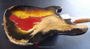 FENDER STANDARD PRICISION BASS YELLOW ON RED HEAVY RELIC AGED (SOLD) - Image 9
