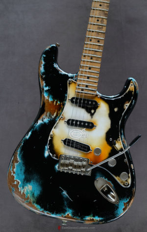 Fender Stratocaster Black on Blue Inspired by Joe Strummer Heavy Relic (SOLD) - Image 4