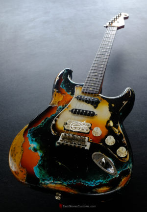 Fender Stratocaster Black/Blue over Sunburst Inspired by Joe Strummer Aged Heavy Relic (RARE)(SOLD)