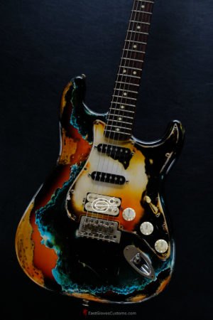 Fender Stratocaster Black/Blue over Sunburst Inspired by Joe Strummer Aged Heavy Relic (RARE)(SOLD) - Image 4