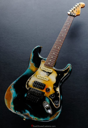 Fender Stratocaster Floyd Rose Black/Blue Inspired by Joe Strummer Aged Heavy Relic (RARE)(SOLD) - Image 10