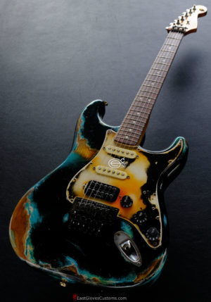 Fender Stratocaster Floyd Rose Black/Blue Inspired by Joe Strummer Aged Heavy Relic (RARE)(SOLD) - Image 4