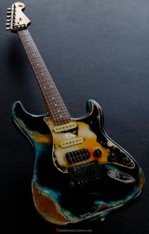 Fender Stratocaster Floyd Rose Black/Blue Inspired by Joe Strummer Aged Heavy Relic (RARE)(SOLD) - Image 5