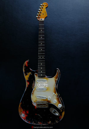 Fender Stratocaster Black over Orange Heavy Aged Relic (SOLD) - Image 3