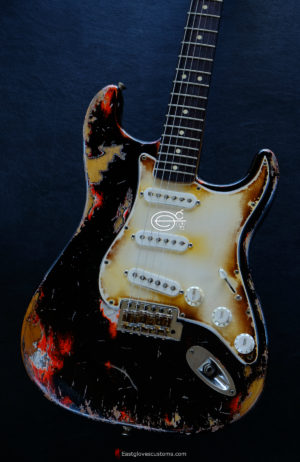 Fender Stratocaster Black over Orange Heavy Aged Relic (SOLD) - Image 4