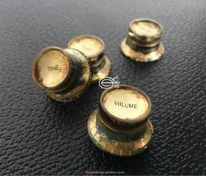 (#GG10) 4 PCS GIBSON LES PAUL TOP HAT STYLE GOLD REFLECTOR OXIDIZED KNOBS RELIC DISTRESSED AGED (SOLD) - Image 5
