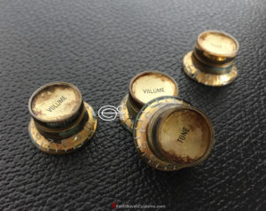 (#GG10) 4 PCS GIBSON LES PAUL TOP HAT STYLE GOLD REFLECTOR OXIDIZED KNOBS RELIC DISTRESSED AGED (SOLD) - Image 6