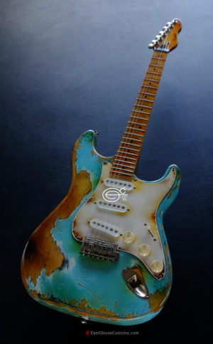 Peavey Stratocaster Style Daphne Blue Made in USA Heavy Aged Relic (SOLD) - Image 2