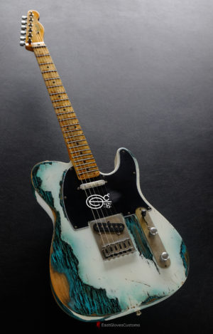 Fender Telecaster 50th Anniversary Olympic White over Blue Zebra Heavy Aged Relic (SOLD) - Image 2