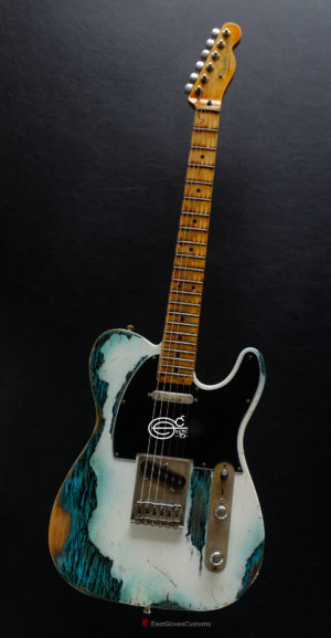 Fender Telecaster 50th Anniversary Olympic White over Blue Zebra Heavy Aged Relic (SOLD) - Image 7