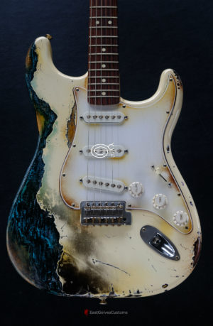 Fender Stratocaster Vintage White over Blue Zebra Heavy Aged Relic (SOLD)