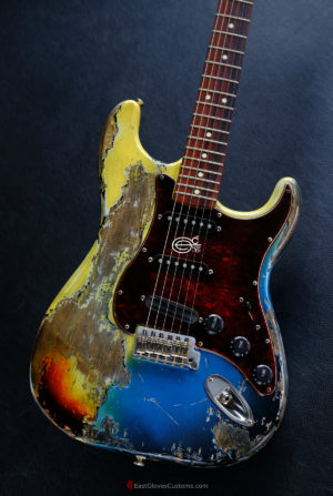 Fender Stratocaster HSS Pelham Blue over Yellow/Sunburst Heavy Aged Relic (SOLD) - Image 9