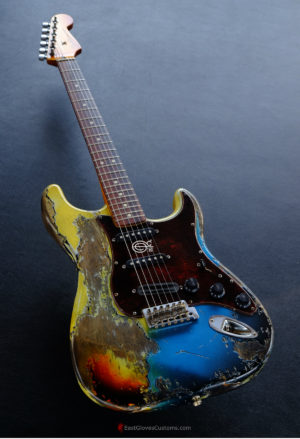 Fender Stratocaster HSS Pelham Blue over Yellow/Sunburst Heavy Aged Relic (SOLD) - Image 3
