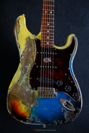 Fender Stratocaster HSS Pelham Blue over Yellow/Sunburst Heavy Aged Relic (SOLD) - Image 4