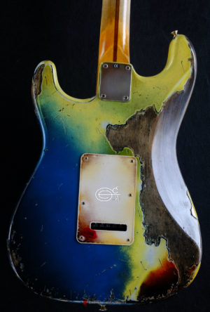 Fender Stratocaster HSS Pelham Blue over Yellow/Sunburst Heavy Aged Relic (SOLD) - Image 10
