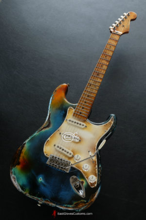 Fender Stratocaster Galaxy Blue Heavy Aged Relic by East Gloves Customs (Very Rare)(SOLD) - Image 2