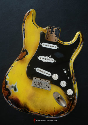 Squier Stratocaster Yellow Body Heavy Aged Relic by East Gloves Customs (SOLD) - Image 6