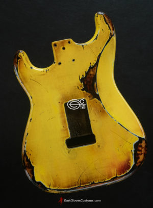 Squier Stratocaster Yellow Body Heavy Aged Relic by East Gloves Customs (SOLD) - Image 7