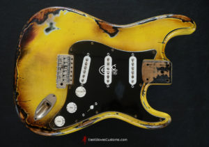 Squier Stratocaster Yellow Body Heavy Aged Relic by East Gloves Customs (SOLD) - Image 2