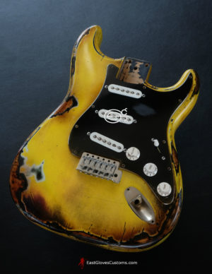 Squier Stratocaster Yellow Body Heavy Aged Relic by East Gloves Customs (SOLD)