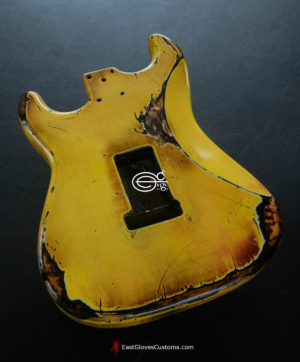 Squier Stratocaster Yellow Body Heavy Aged Relic by East Gloves Customs (SOLD) - Image 5