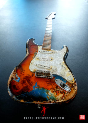Fender Stratocaster 50th Anniversary Deluxe Series Sunburst Paisley/Pelham Blue Heavy Relic (SOLD) - Image 2